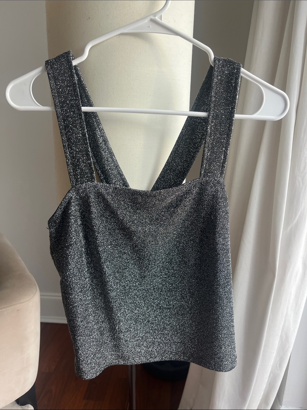 Metallic Black Strapless Glitter Dress